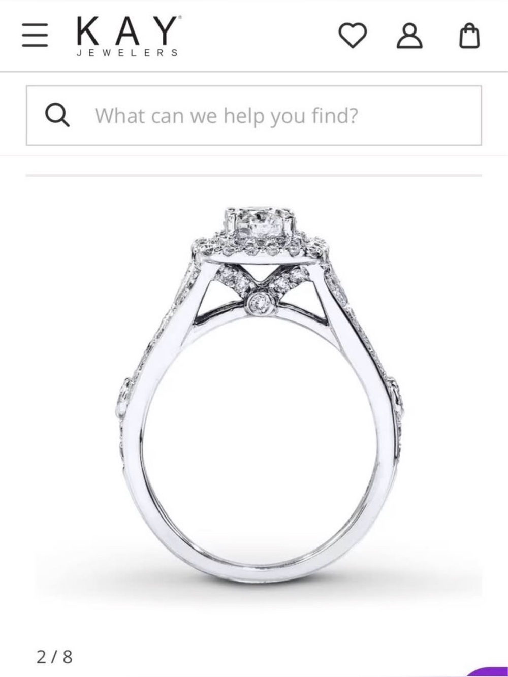 White Gold Halo Engagement Ring + enhancer 14k white gold natural diamonds (Kay) - Picture 7 of 12